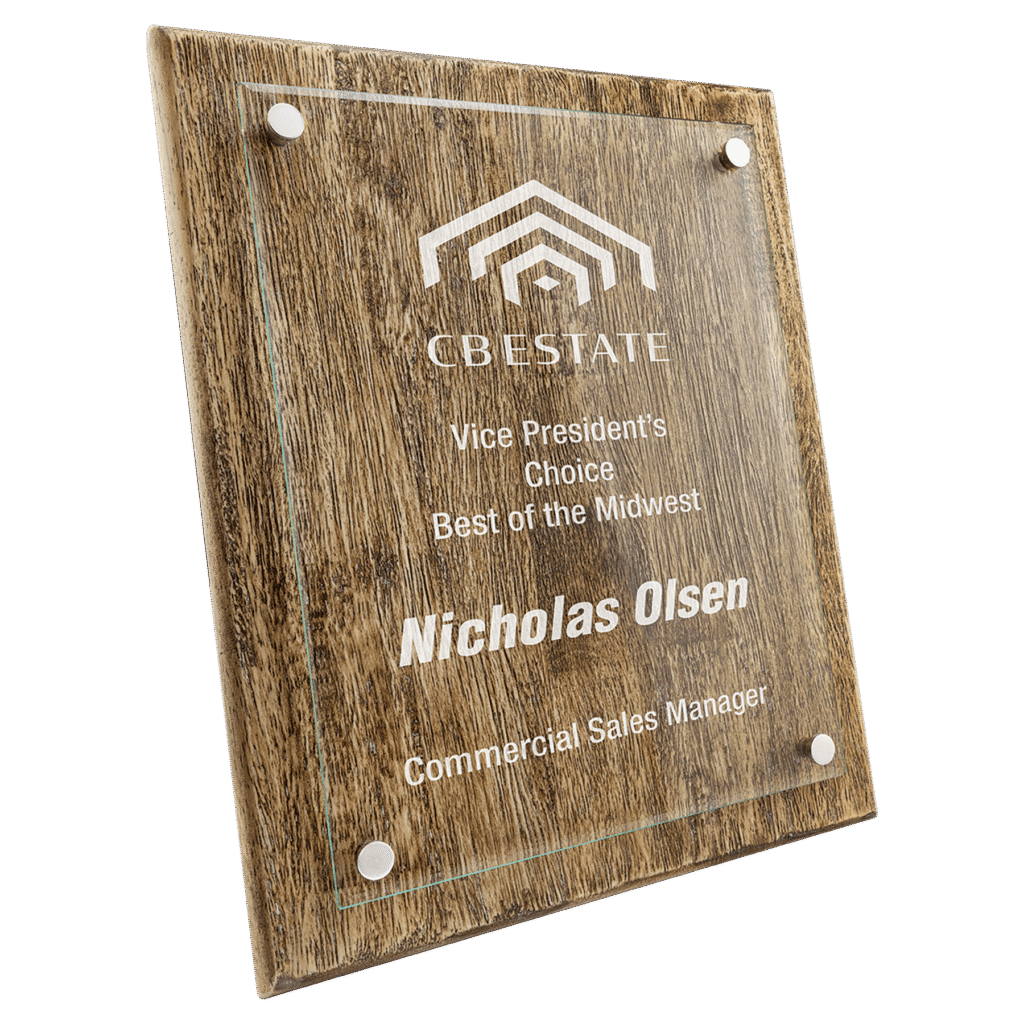 Floating Glass Plaque - Barnwood - 10 1/2" x 13"
