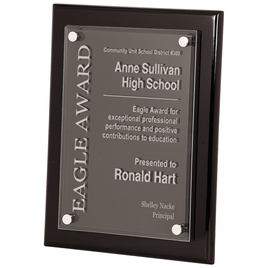 Floating Glass Plaque - Black Piano - 10 1/2" x 13"