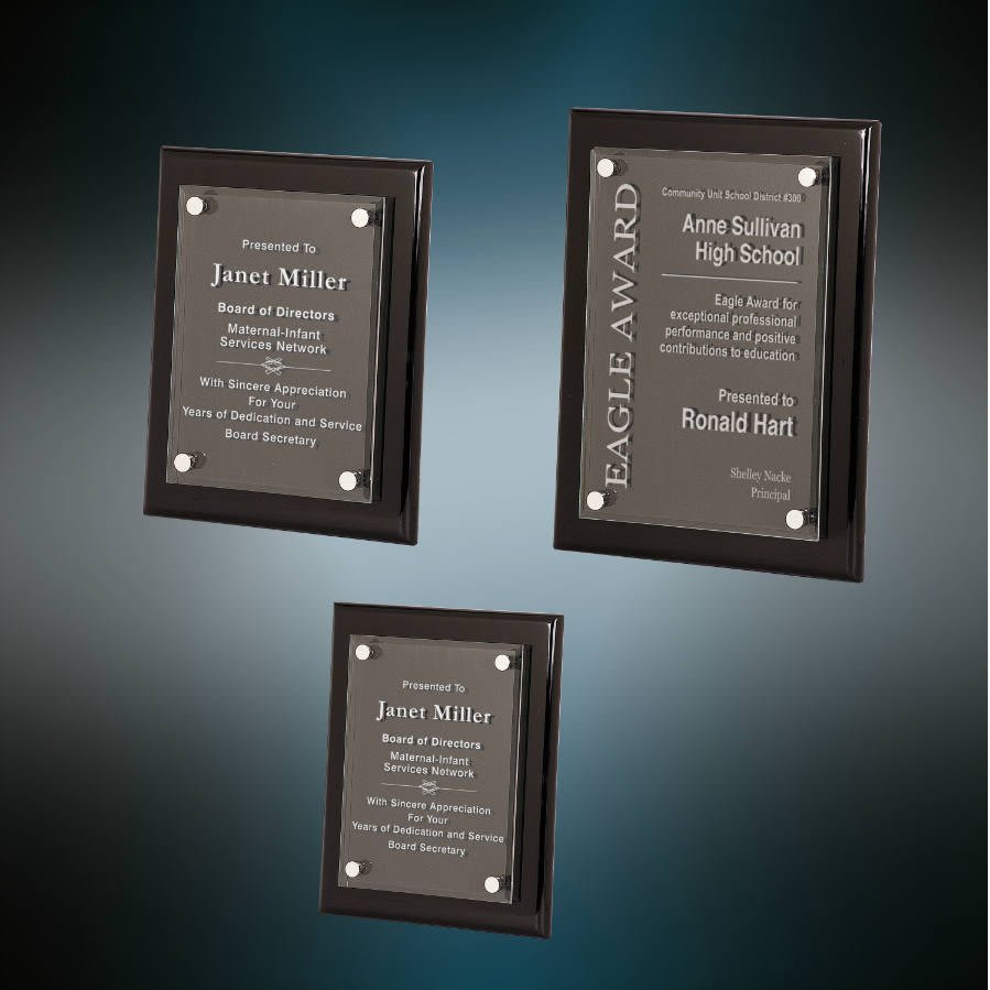 Floating Glass Plaque - Black Piano - 8" x 10"