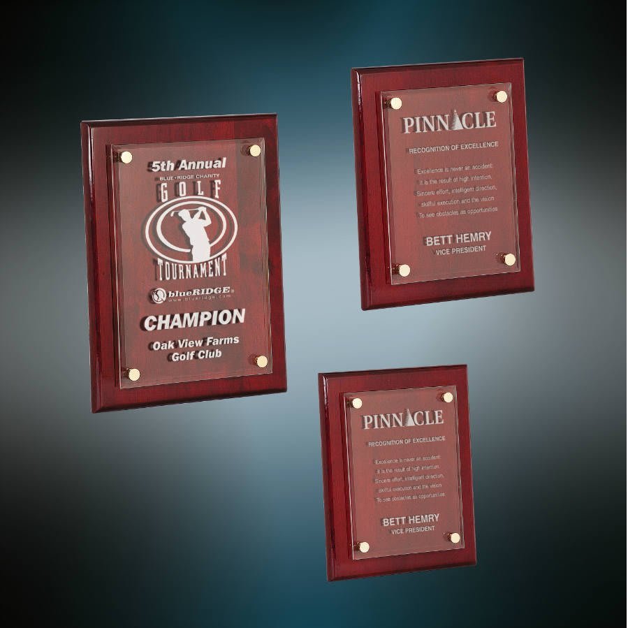 Floating Glass Plaque - Rosewood - 8" x 10"